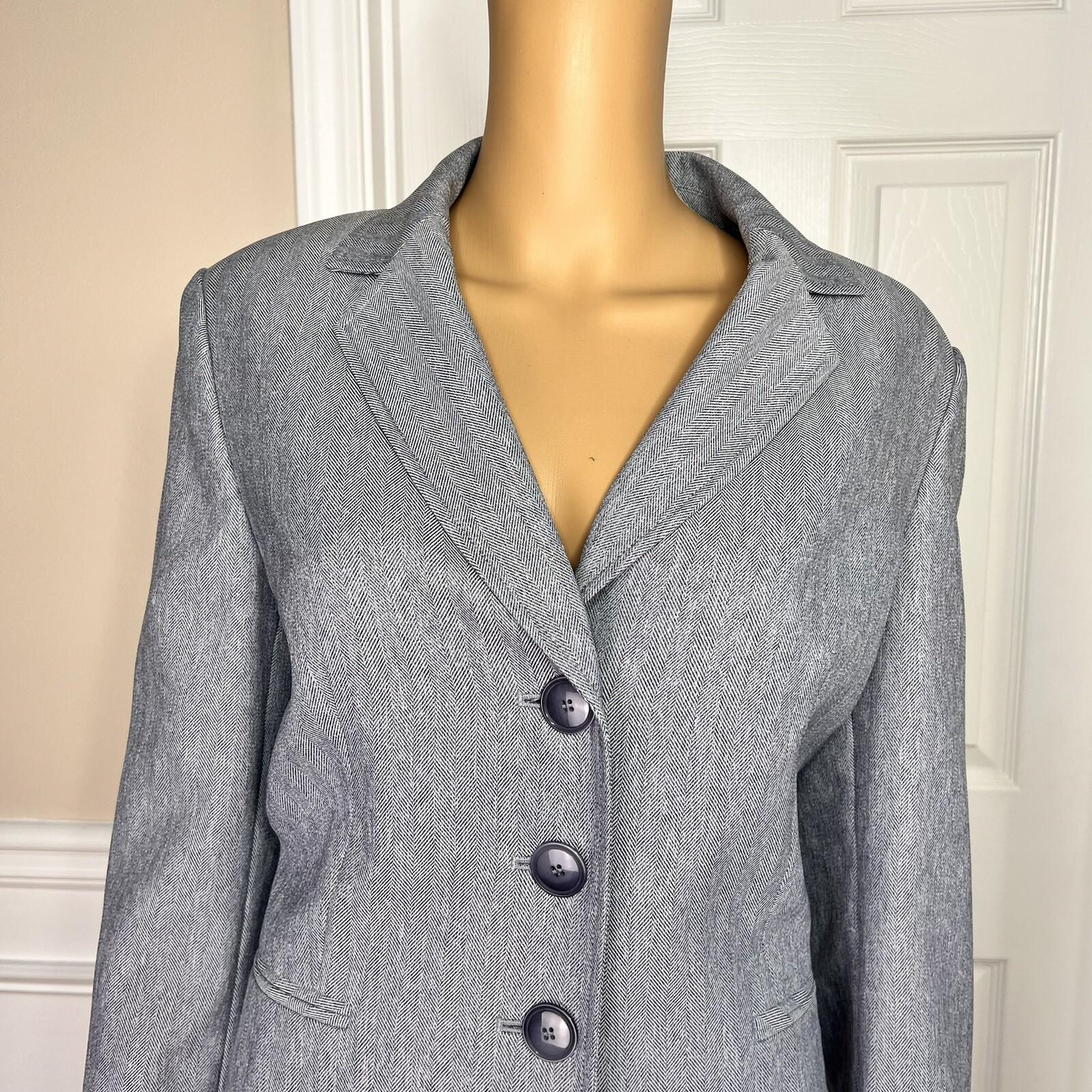 Le Suit Women Polyester Skirt Suit Size 12 Light Gray Lined Notch Collar 2 PC