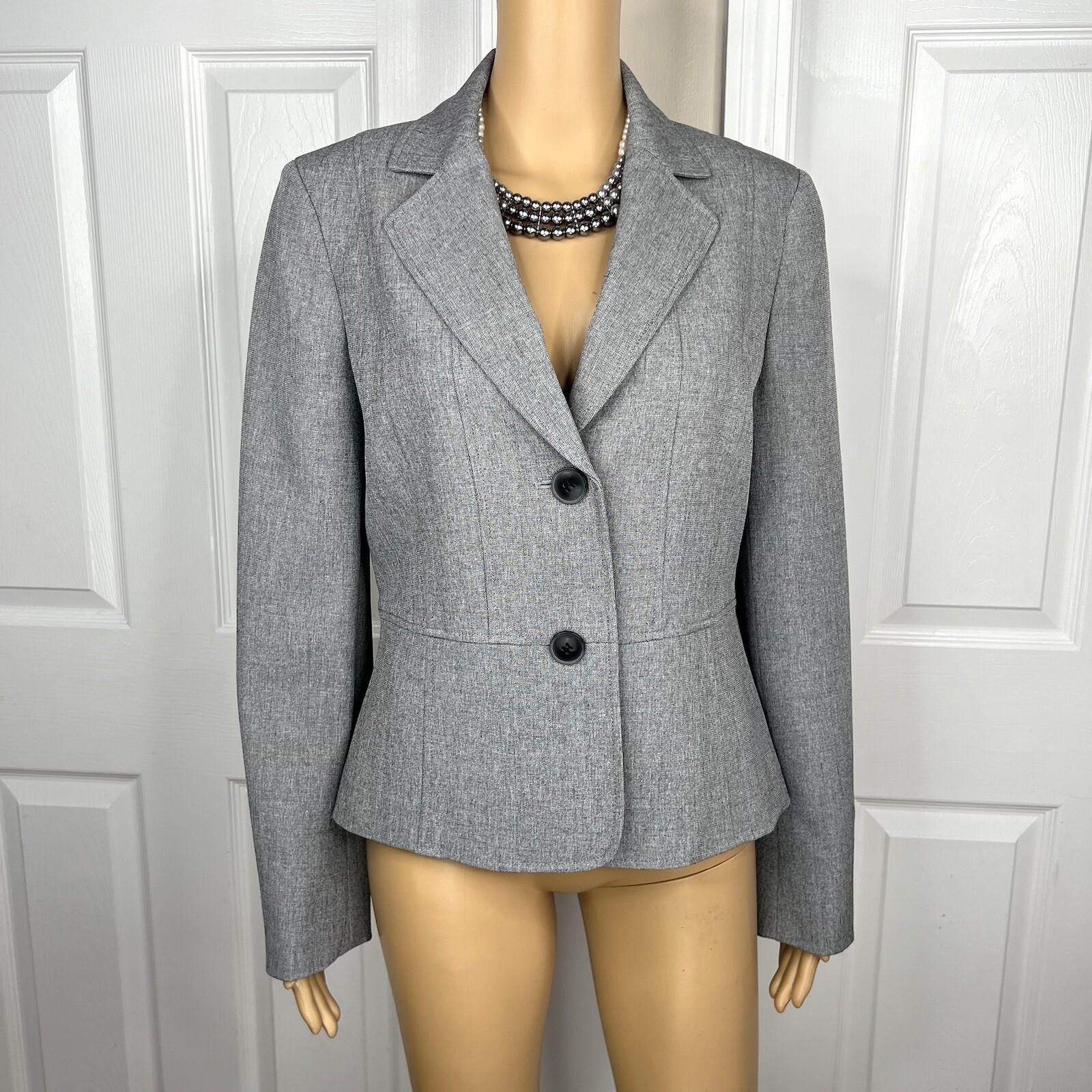 KASPER Women Polyester Spandex Pant Suit Size 8 Light Gray Notch Collar 2PC