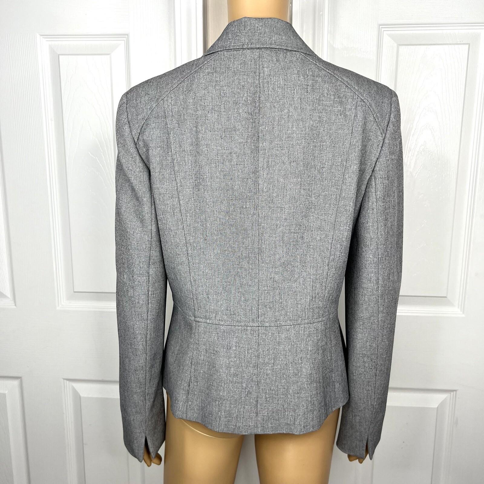 KASPER Women Polyester Spandex Pant Suit Size 8 Light Gray Notch Collar 2PC