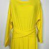 Fashion Nova Polyester Stretch Warm Maxi Dress L/XL Yellow Tied Down Ribbed