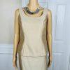 Kasper Polyester Skirt Suit Top Size 4 Gold Lined Open Front Faux Pockets 3PC