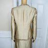 Kasper Polyester Skirt Suit Top Size 4 Gold Lined Open Front Faux Pockets 3PC