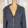 LARRY LEVINE 2PC Blue Pinstriped Polyester Rayon Wool Career Pant Suit Size 16