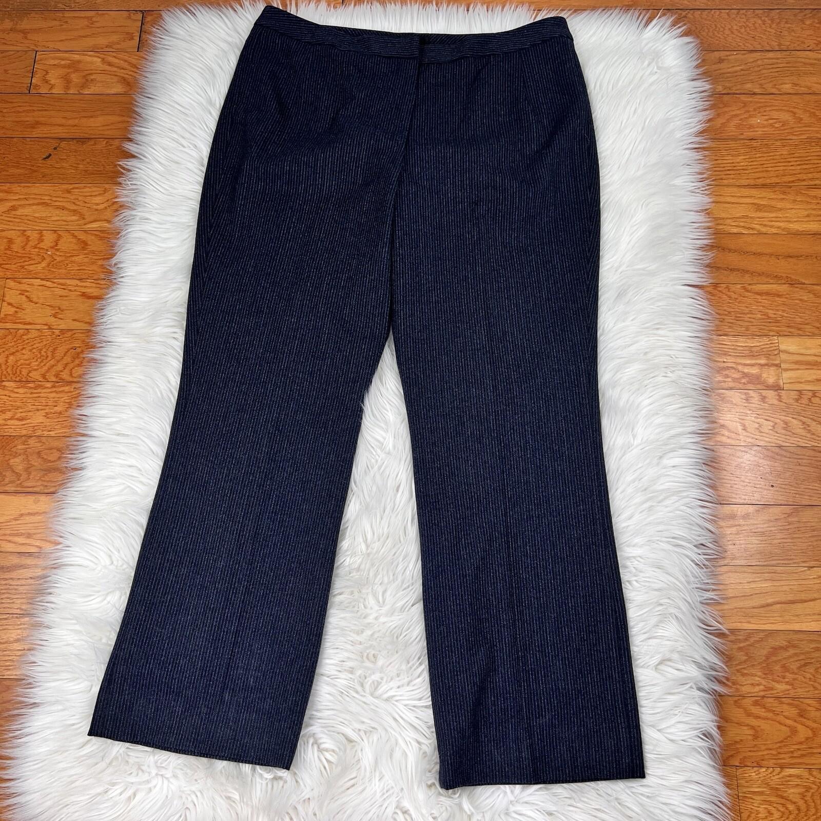 LARRY LEVINE 2PC Blue Pinstriped Polyester Rayon Wool Career Pant Suit Size 16