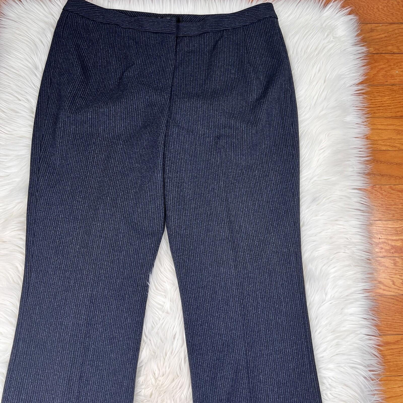 LARRY LEVINE 2PC Blue Pinstriped Polyester Rayon Wool Career Pant Suit Size 16