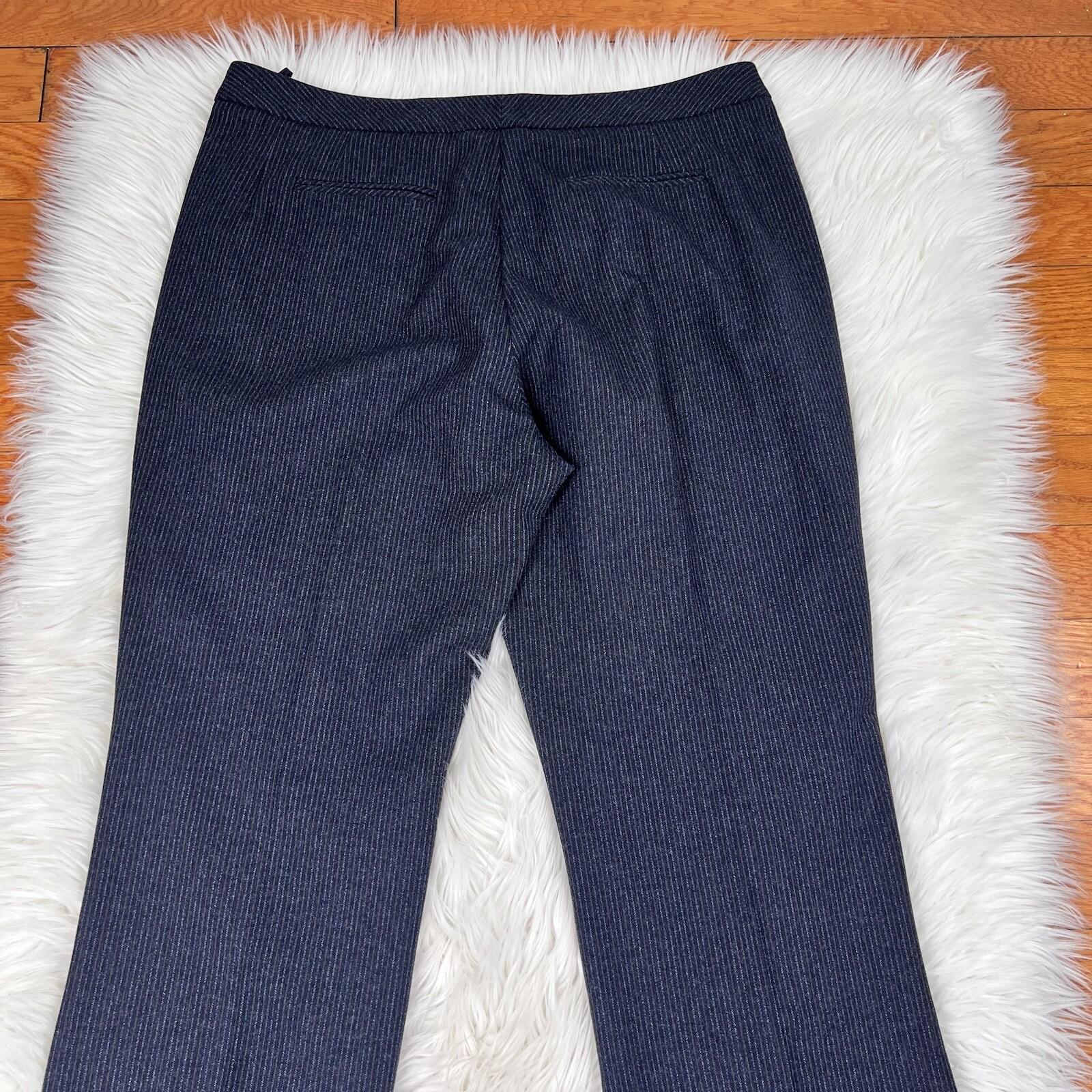 LARRY LEVINE 2PC Blue Pinstriped Polyester Rayon Wool Career Pant Suit Size 16