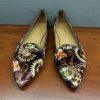 Lopriore Sisters Milano Women Velvet Loafers Shoes Size 39 Paisley Pointed Toes
