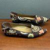 Lopriore Sisters Milano Women Velvet Loafers Shoes Size 39 Paisley Pointed Toes