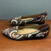 Lopriore Sisters Milano Women Velvet Loafers Shoes Size 39 Paisley Pointed Toes