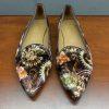 Lopriore Sisters Milano Women Velvet Loafers Shoes Size 39 Paisley Pointed Toes