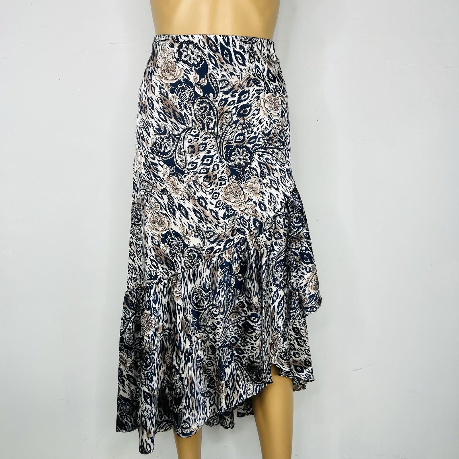EE:SOME Polyester Skirt Size M Multicolor Tiered Ruffle Flounce Hem Midi New