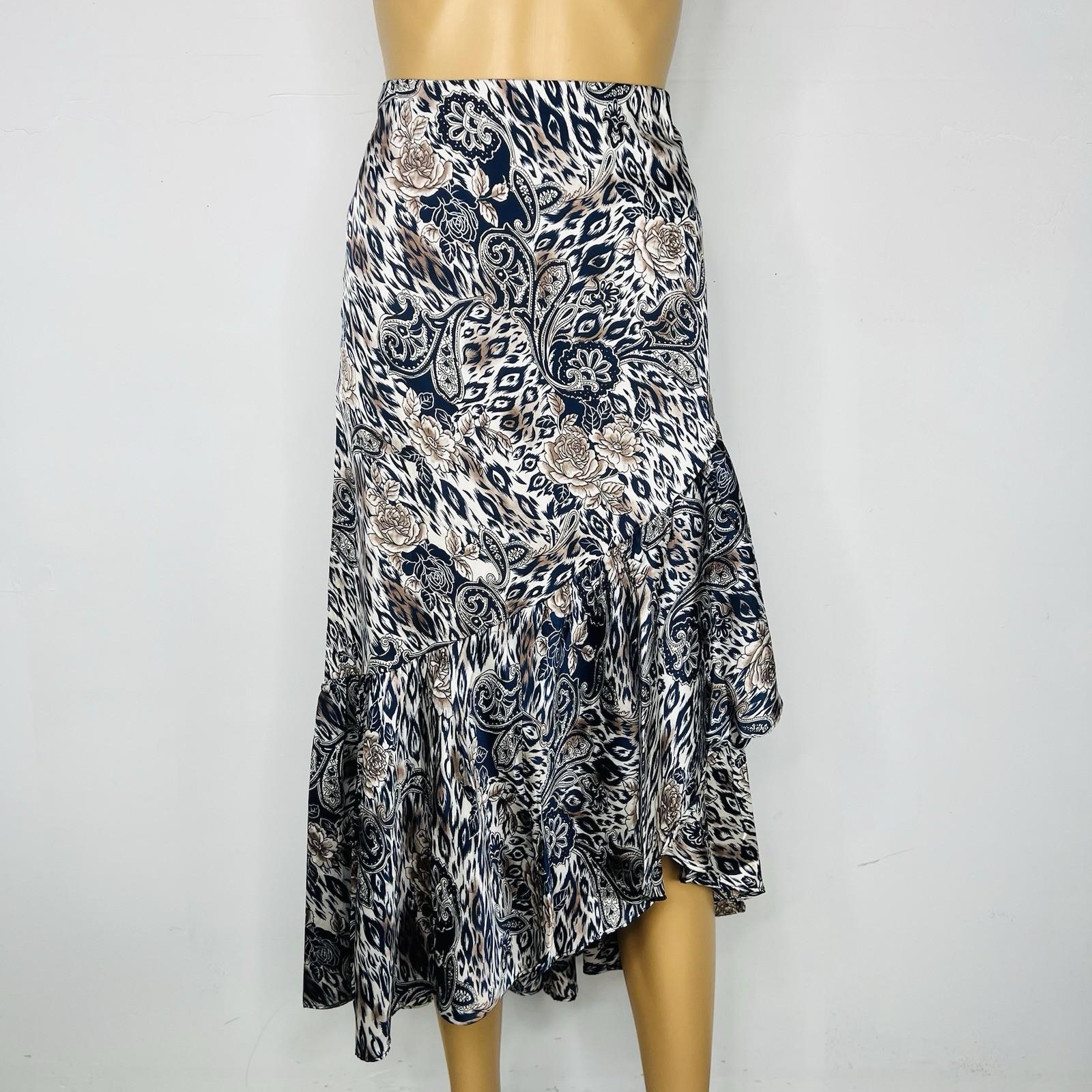 EE:SOME Polyester Skirt Size M Multicolor Tiered Ruffle Flounce Hem Midi New