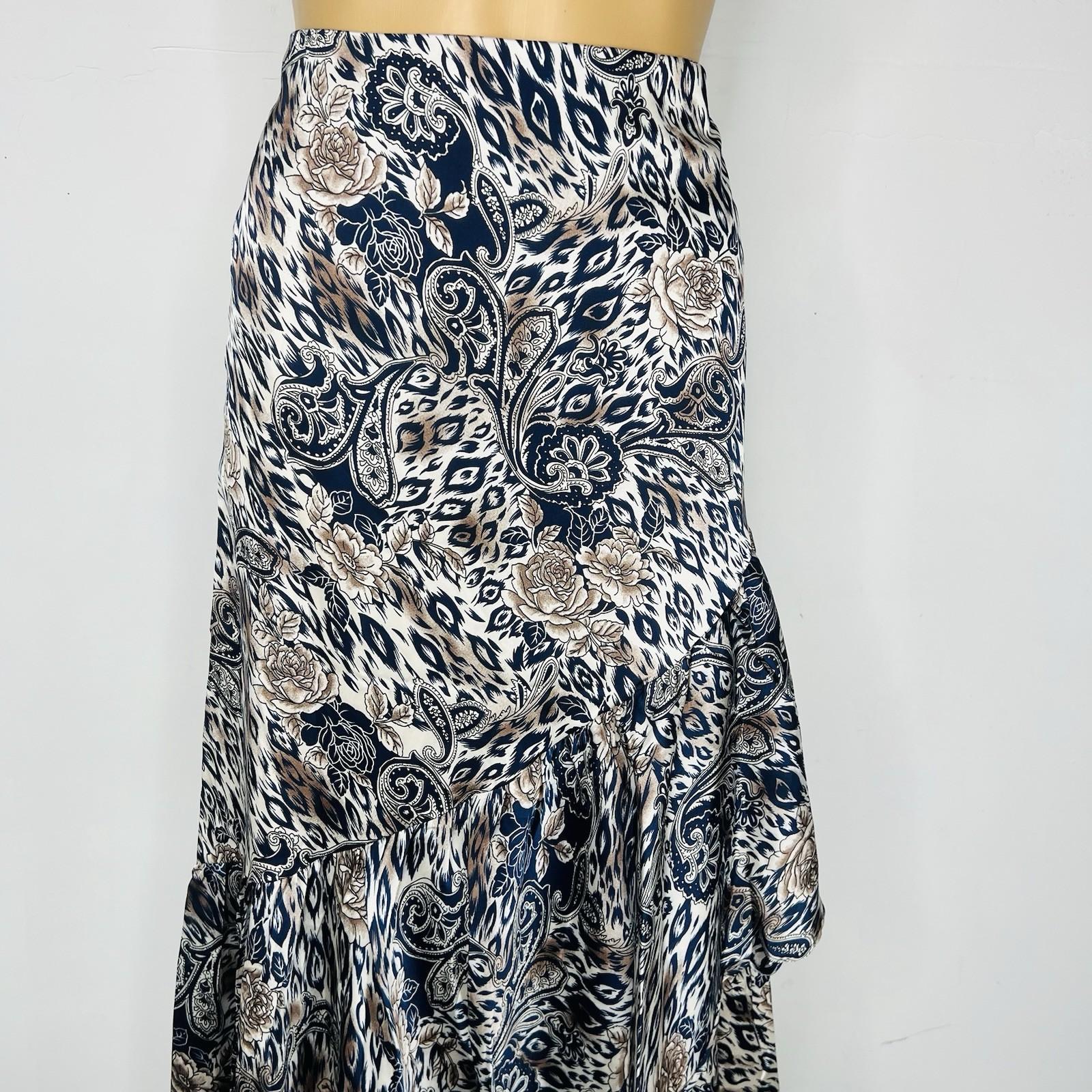 EE:SOME Polyester Skirt Size M Multicolor Tiered Ruffle Flounce Hem Midi New