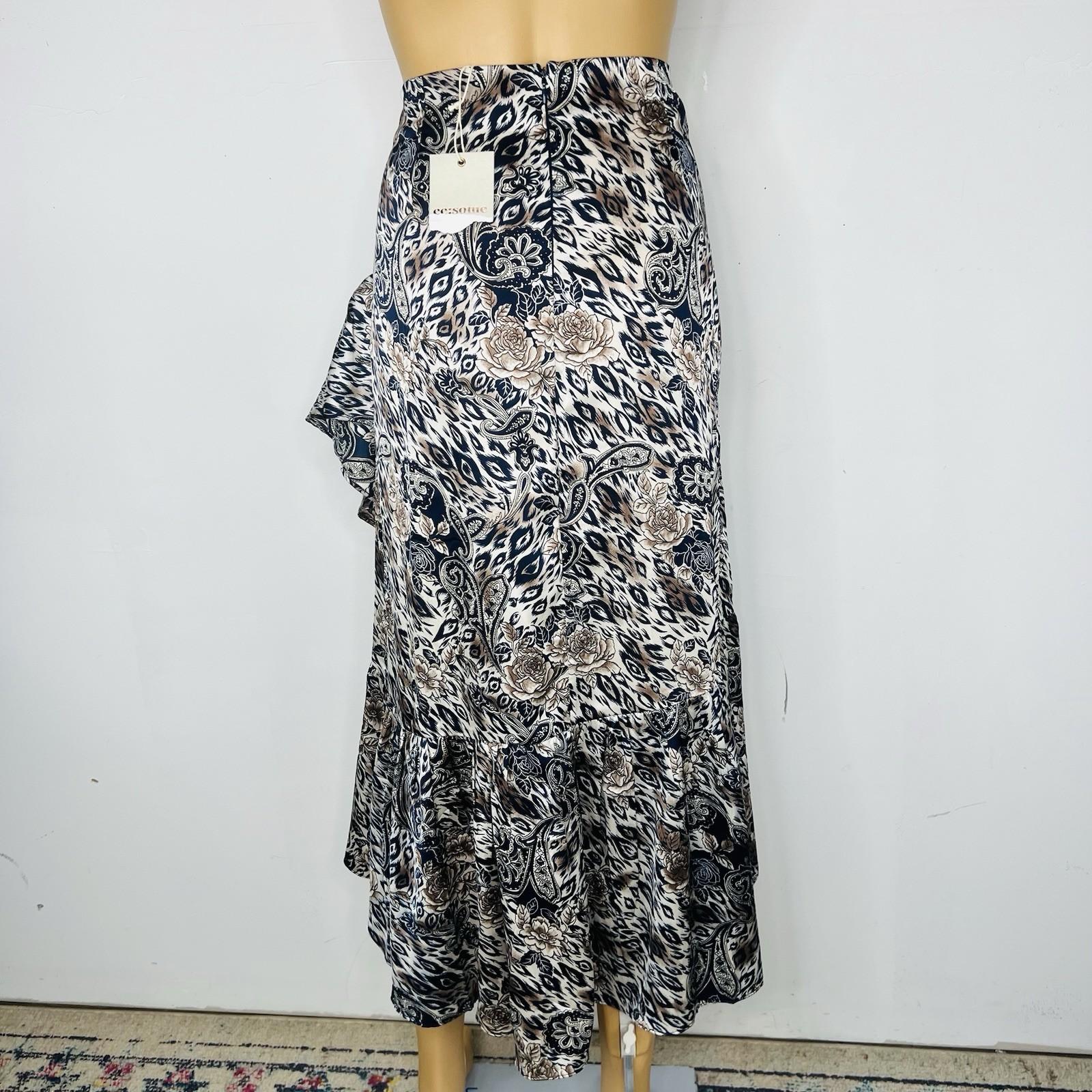 EE:SOME Polyester Skirt Size M Multicolor Tiered Ruffle Flounce Hem Midi New