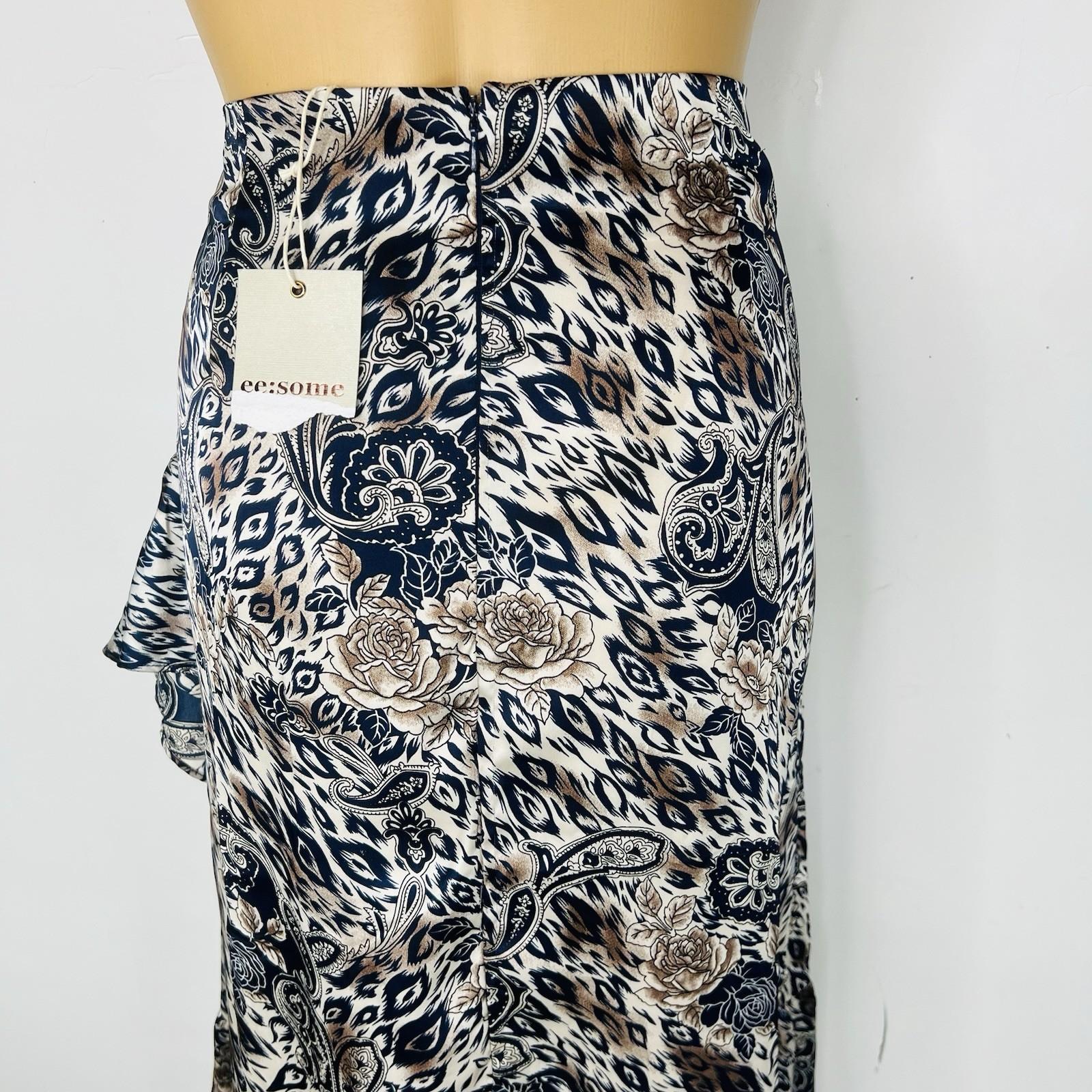 EE:SOME Polyester Skirt Size M Multicolor Tiered Ruffle Flounce Hem Midi New