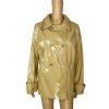 New York & C Women PVC Rain Coat Size M Yellow Gold Double Breasted Wind Braker
