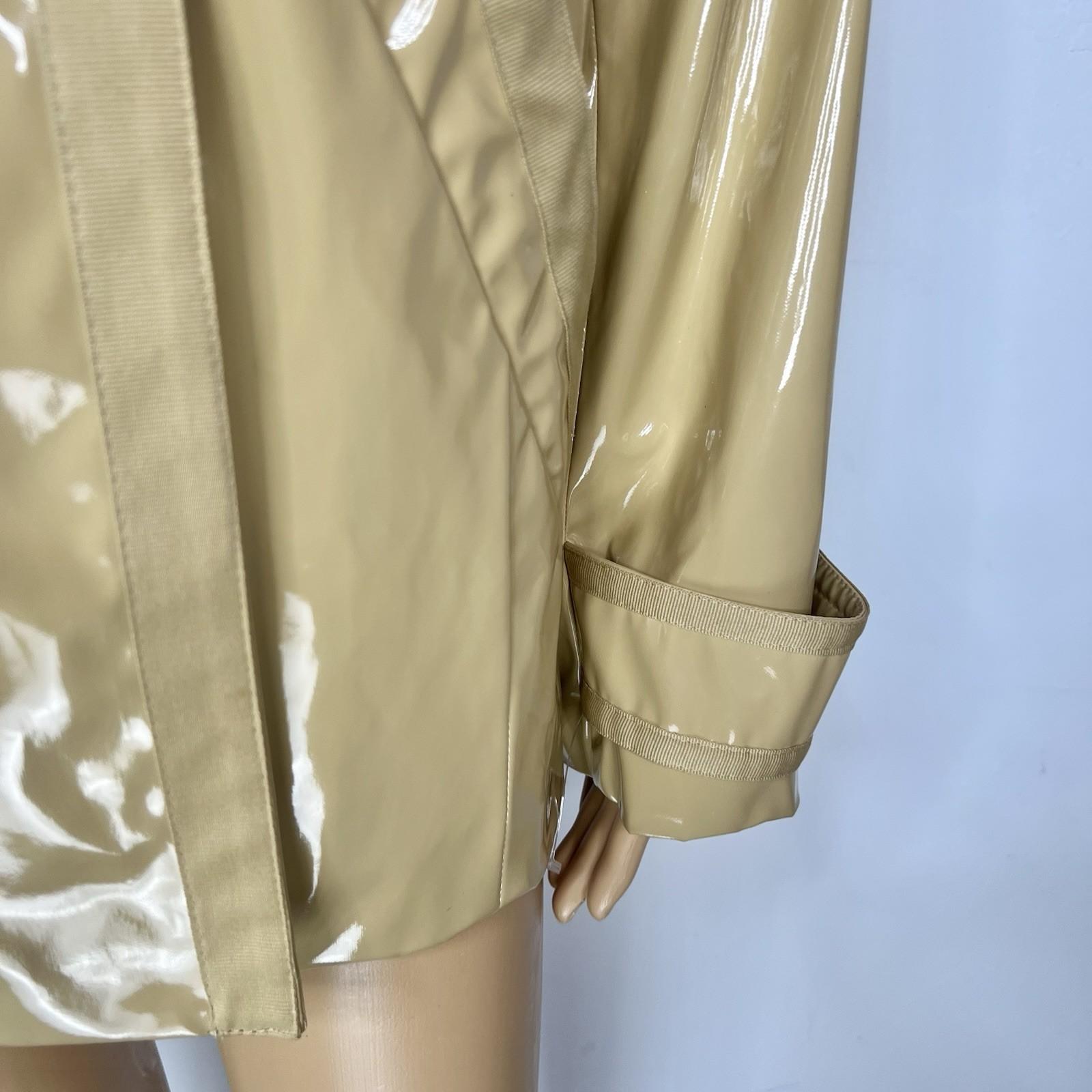 New York & C Women PVC Rain Coat Size M Yellow Gold Double Breasted Wind Braker