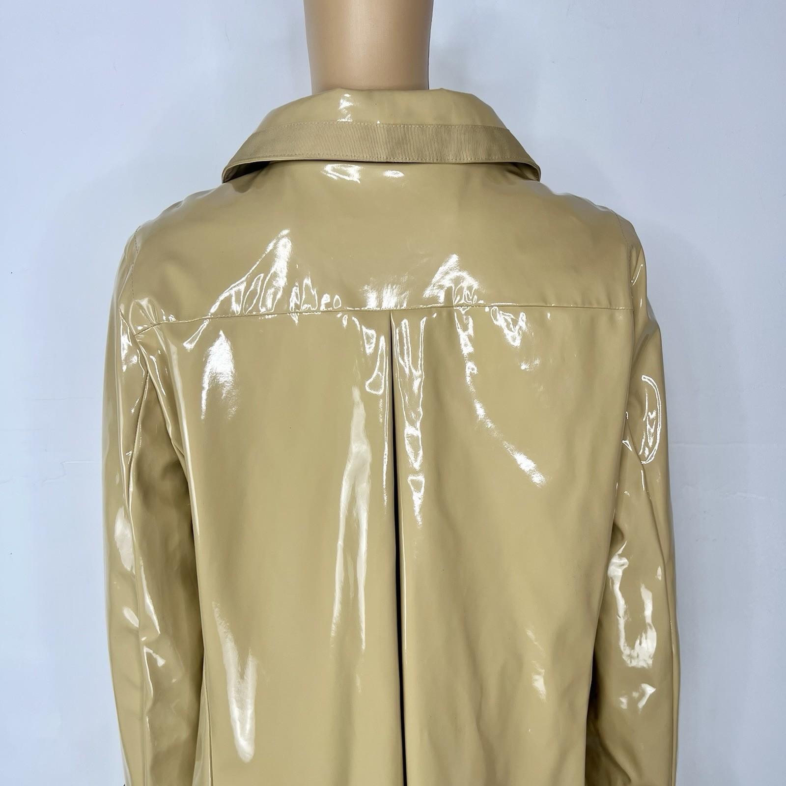 New York & C Women PVC Rain Coat Size M Yellow Gold Double Breasted Wind Braker