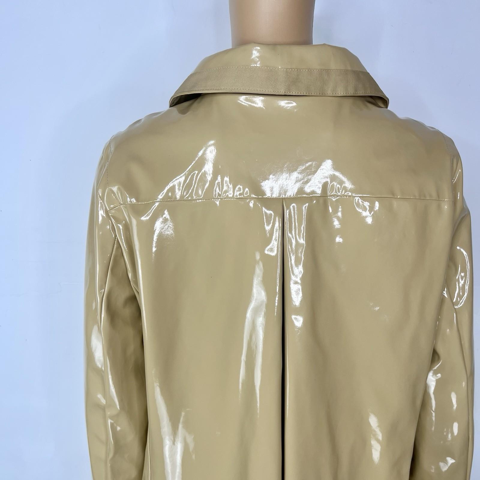 New York & C Women PVC Rain Coat Size M Yellow Gold Double Breasted Wind Braker
