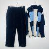 Koman Sport Men 2PC Track Jacket XXL PantS 40X32  Faux Suede Patchwork Navy New