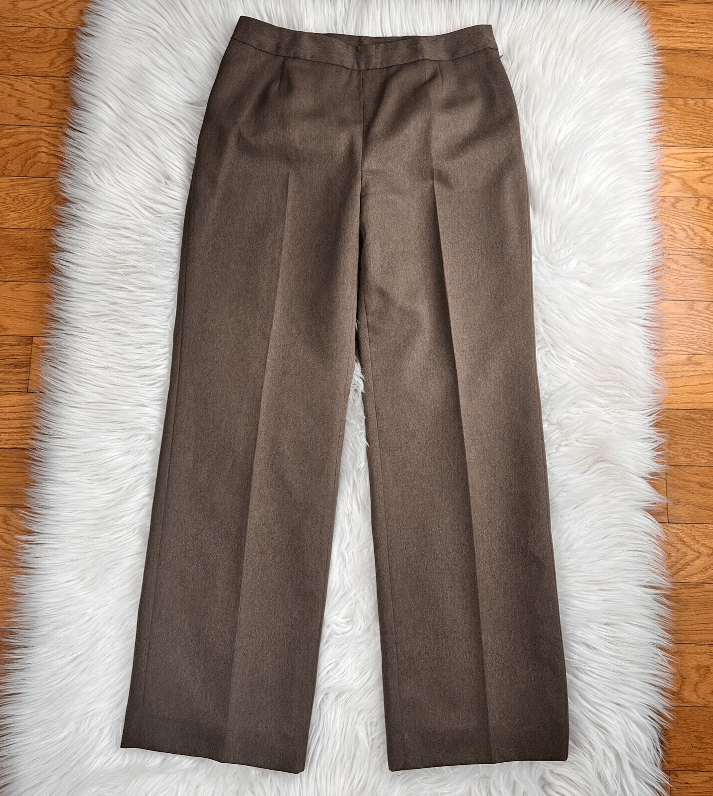 Le Suit Women Polyester Pant Suit Size 4P Brown Lined Shawl Pockets 2PC
