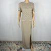 Adrianna Papell Evening Evening 100% Silk Beaded Top and Maxi Skirt Size 16
