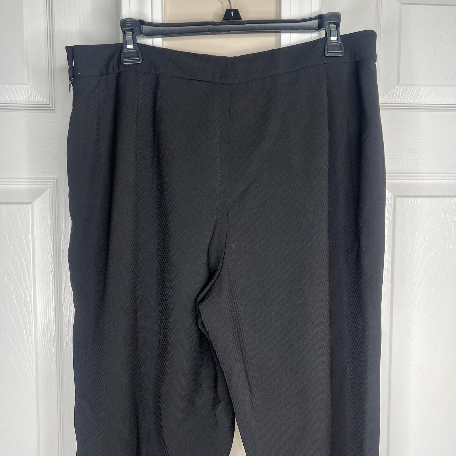Suit Studio Polyester Pant Suit Size 14P Black Ruffle Shawl Collar Lined 2PC New