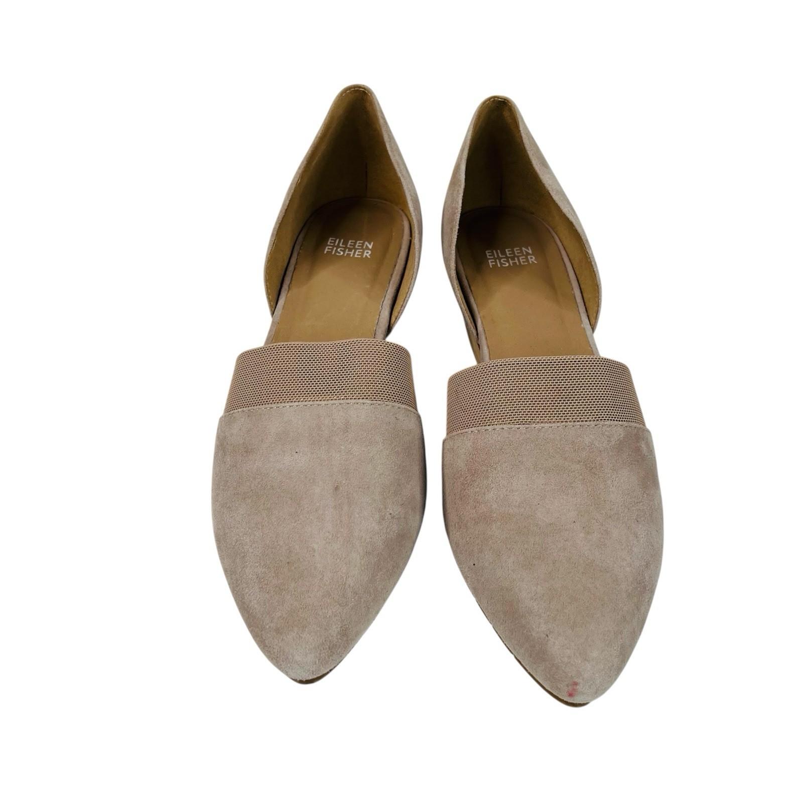 Eileen Fisher Hilly Wedge d'Orsay Pump Size 9 Taupe Suede Heels Slip On Shoes