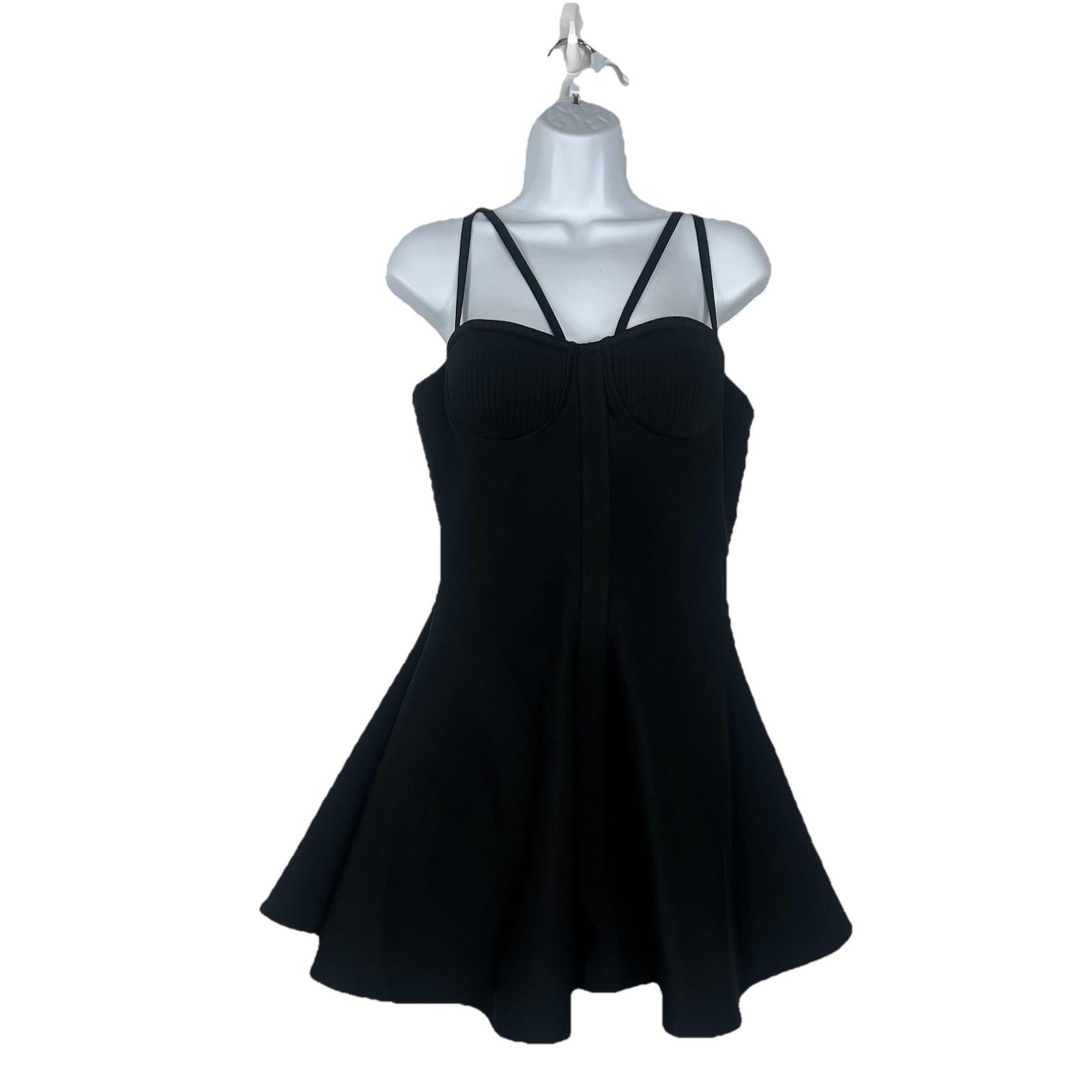 Akira Roxy Bandage Mini Dress Size L Black sweetheart neckline Flared strappy
