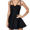Akira Roxy Bandage Mini Dress Size L Black sweetheart neckline Flared strappy