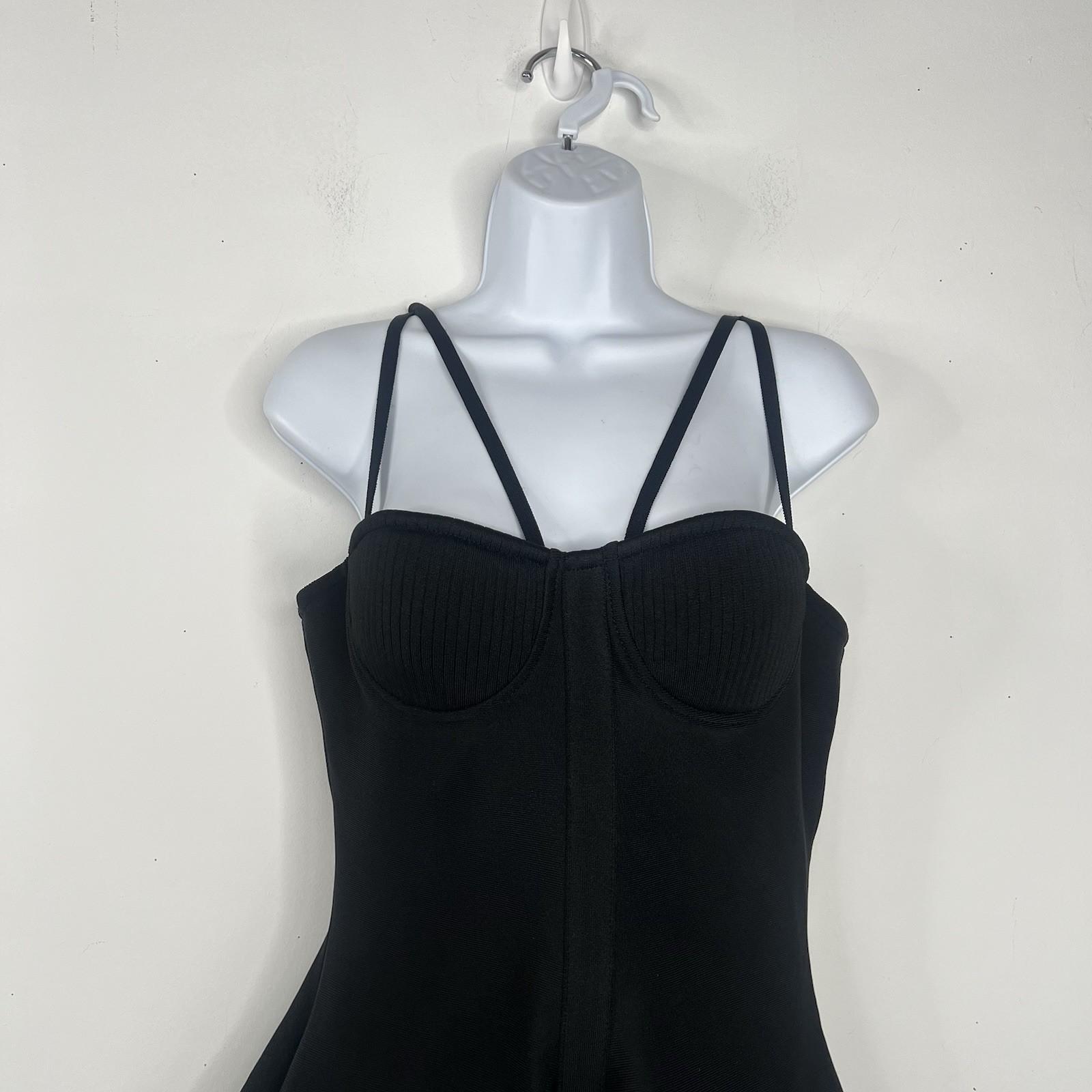 Akira Roxy Bandage Mini Dress Size L Black sweetheart neckline Flared strappy