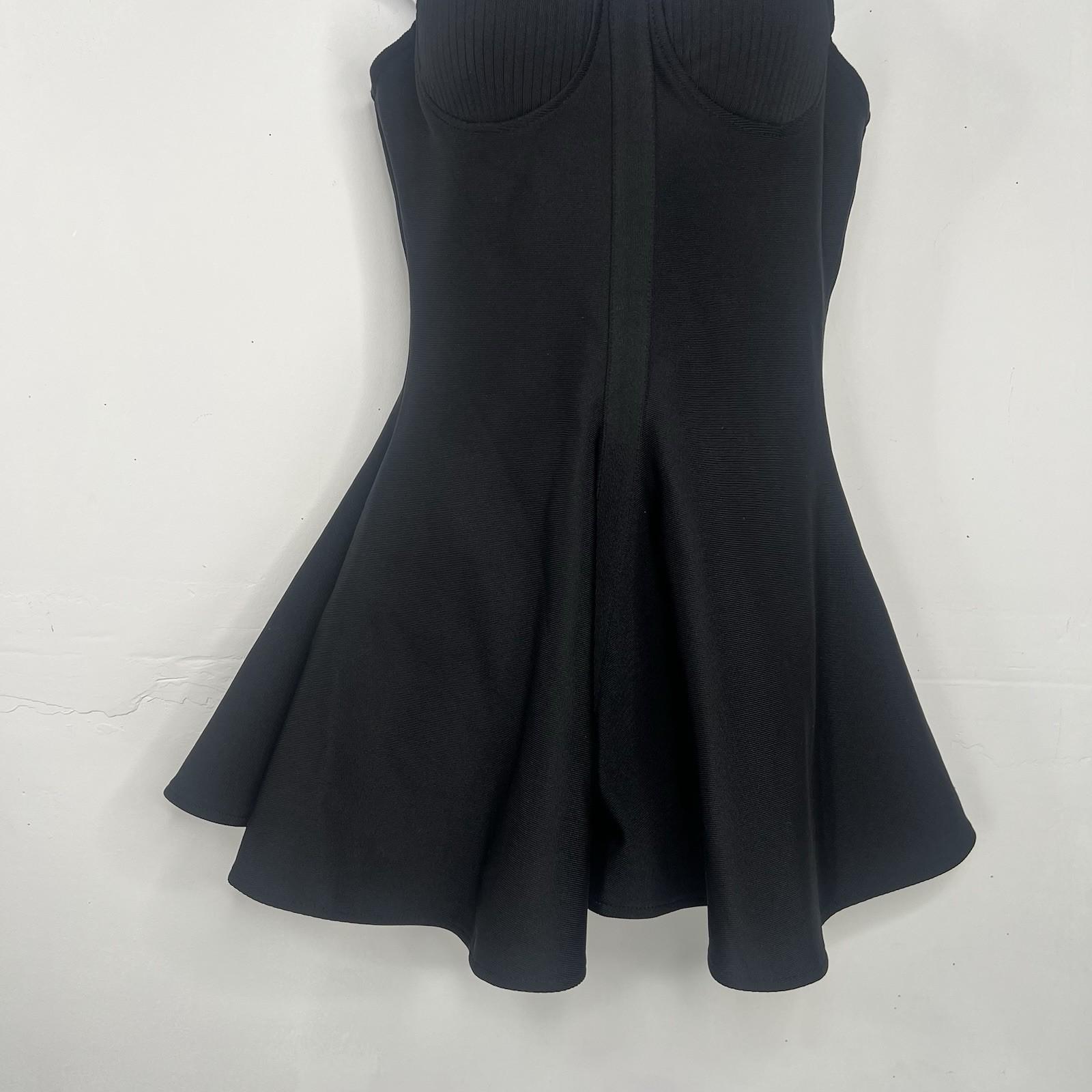 Akira Roxy Bandage Mini Dress Size L Black sweetheart neckline Flared strappy