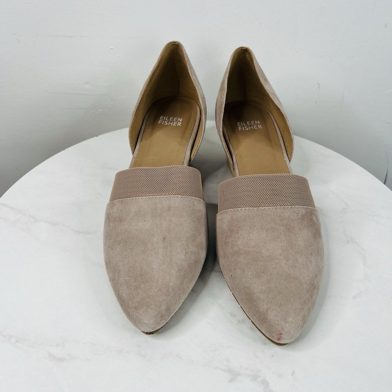 Eileen Fisher Hilly Wedge d'Orsay Pump Size 9 Taupe Suede Heels Slip On Shoes