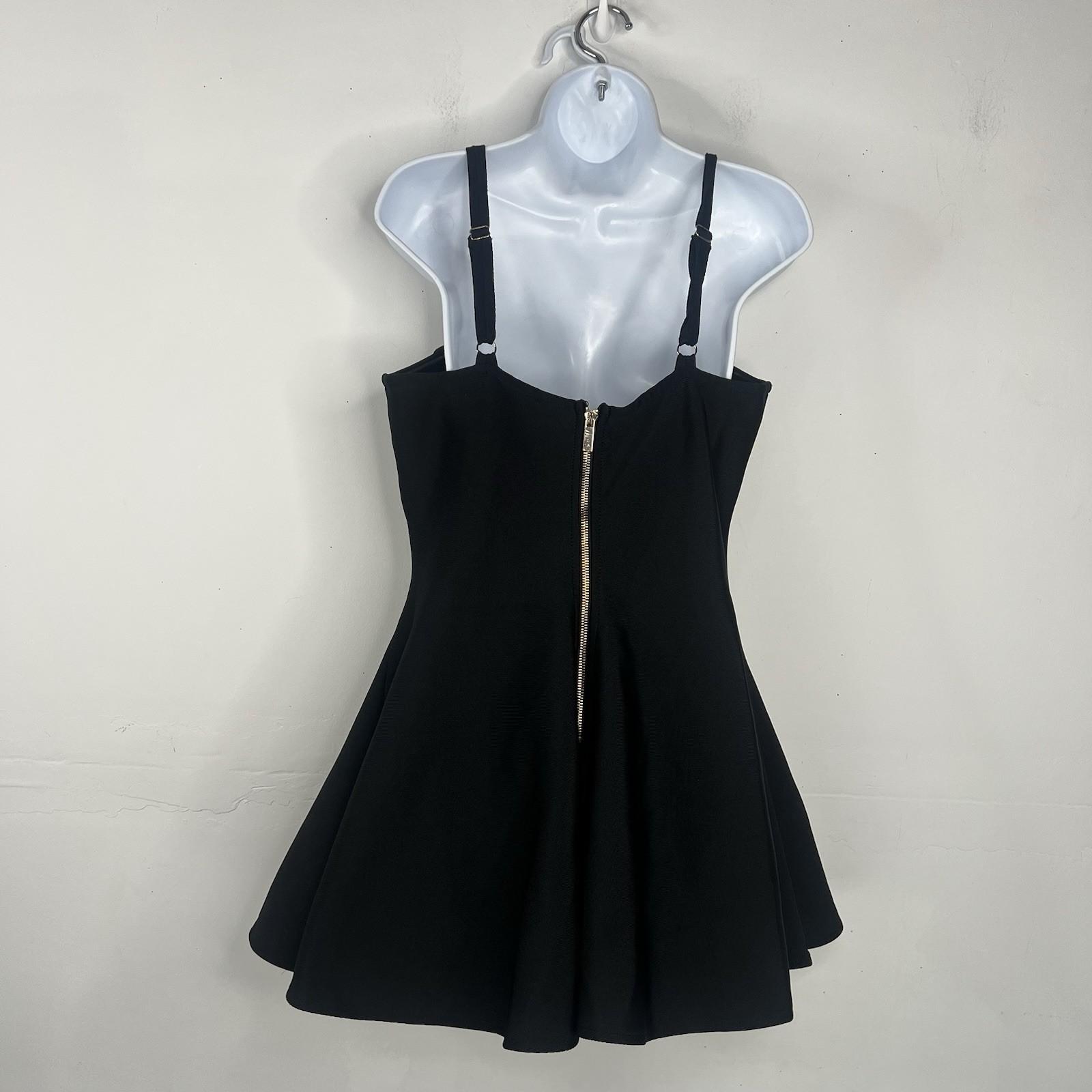 Akira Roxy Bandage Mini Dress Size L Black sweetheart neckline Flared strappy