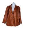 Dennis Basso Women Luxe Faux Leather A-Line Jacket Size MP Cognac New Preppy