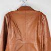 Dennis Basso Women Luxe Faux Leather A-Line Jacket Size MP Cognac New Preppy