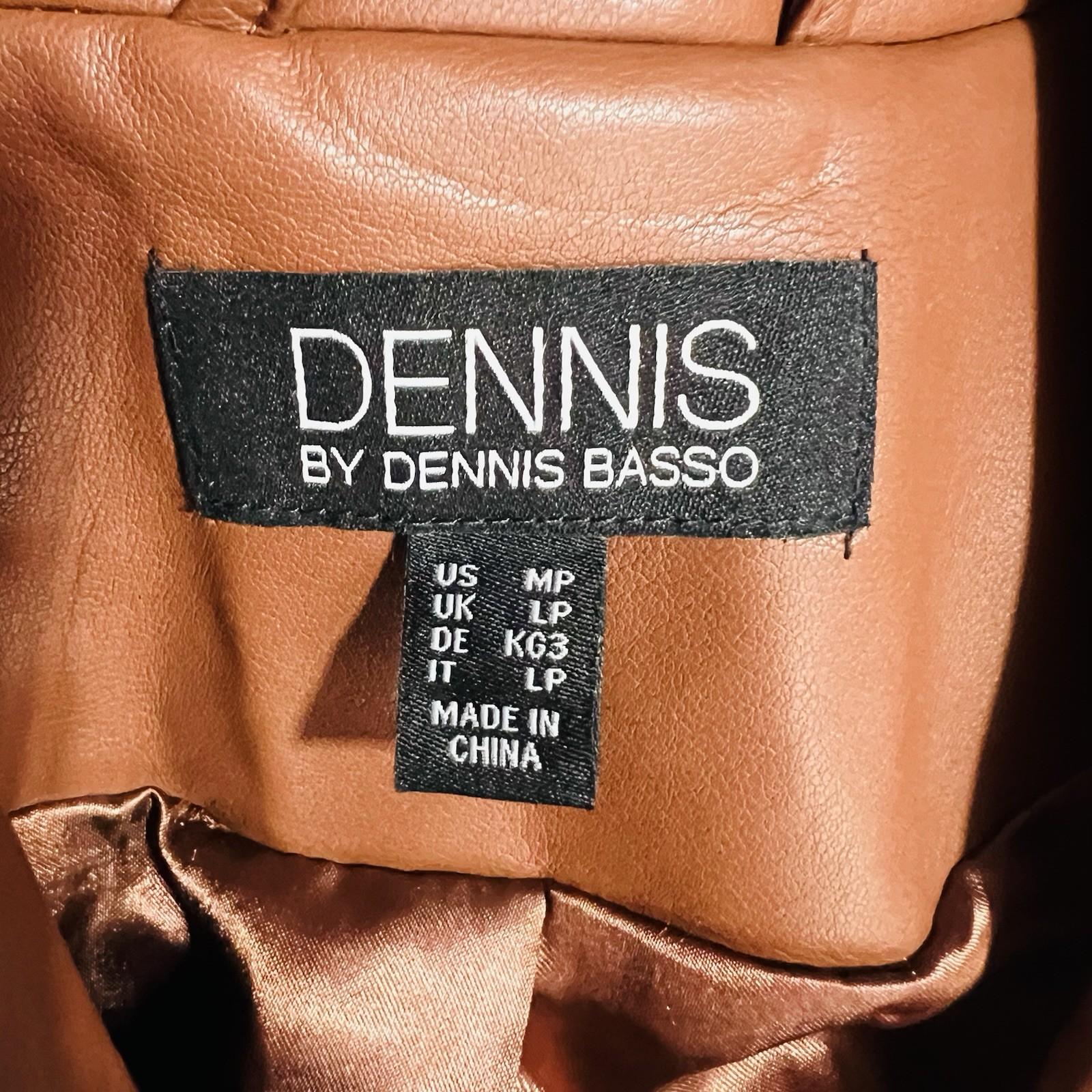 Dennis Basso Women Luxe Faux Leather A-Line Jacket Size MP Cognac New Preppy