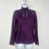 Carmen Marc Valvo Women Sweater Size M Purple Knit High Neck Cozzy New