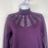 Carmen Marc Valvo Women Sweater Size M Purple Knit High Neck Cozzy New