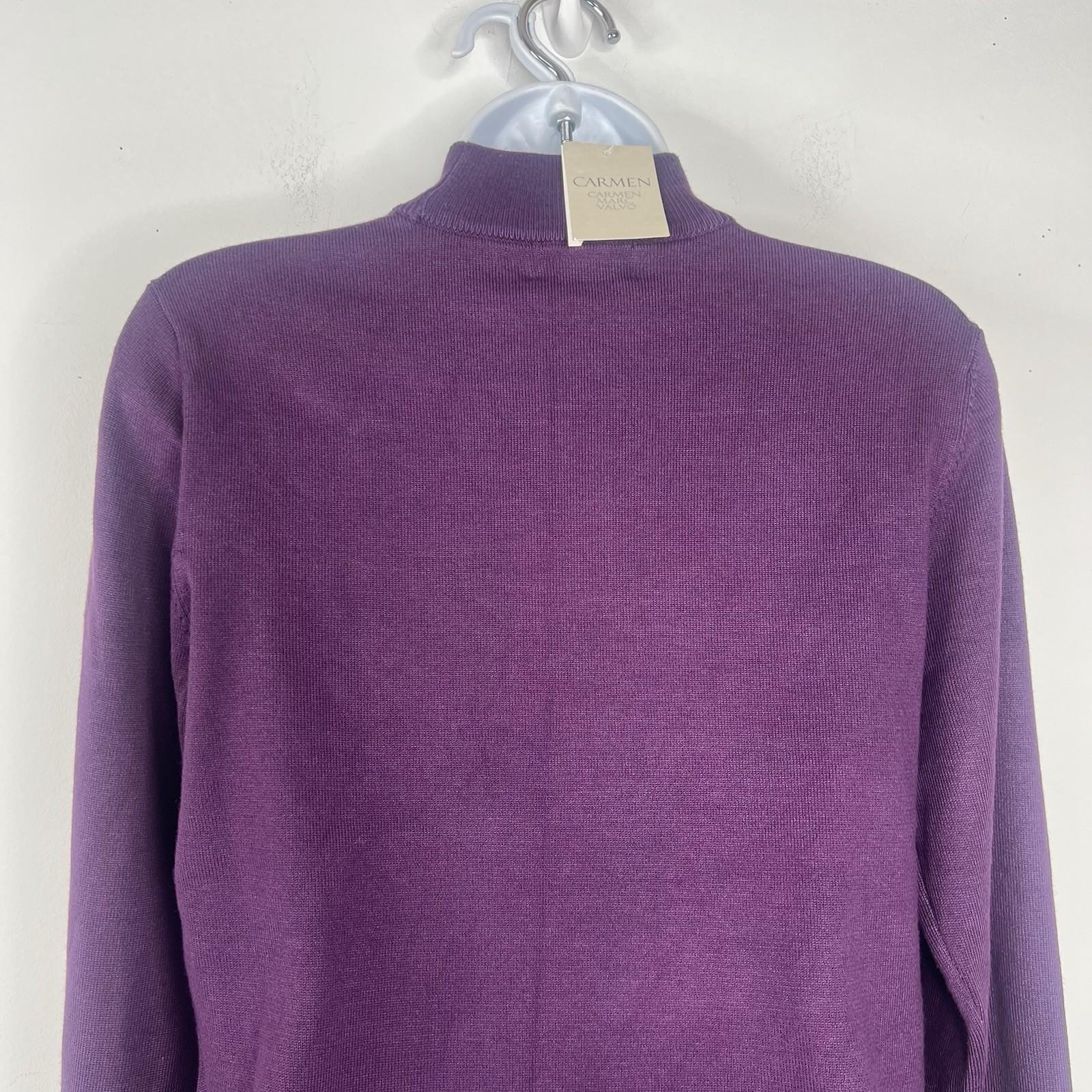 Carmen Marc Valvo Women Sweater Size M Purple Knit High Neck Cozzy New
