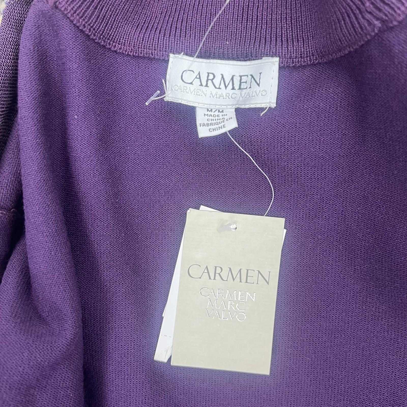 Carmen Marc Valvo Women Sweater Size M Purple Knit High Neck Cozzy New