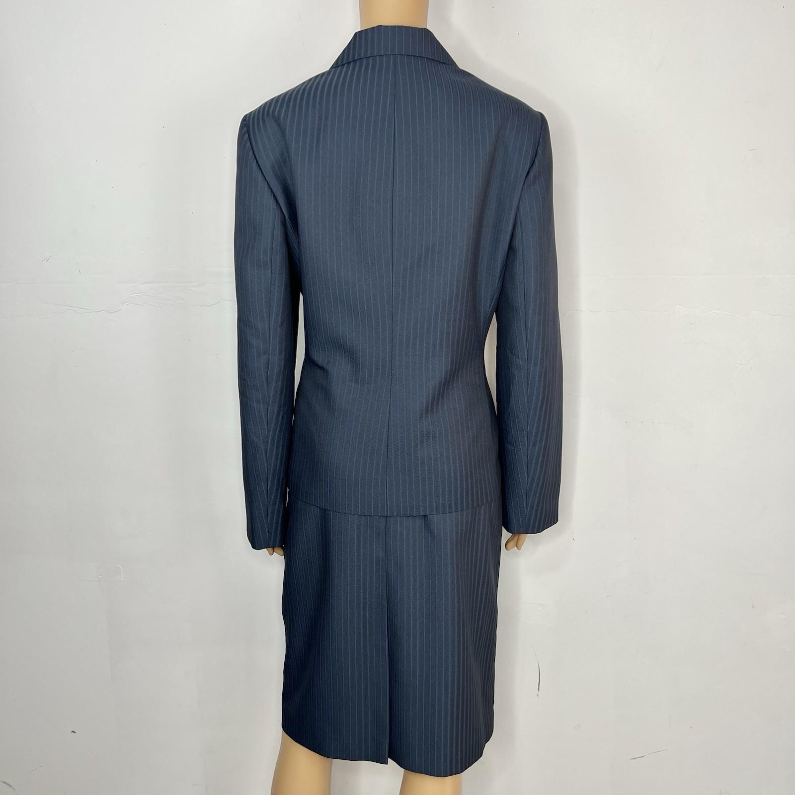 Evan Picone Women Skirt 10 Suit 12 Blue Striped Career Business Timeless New