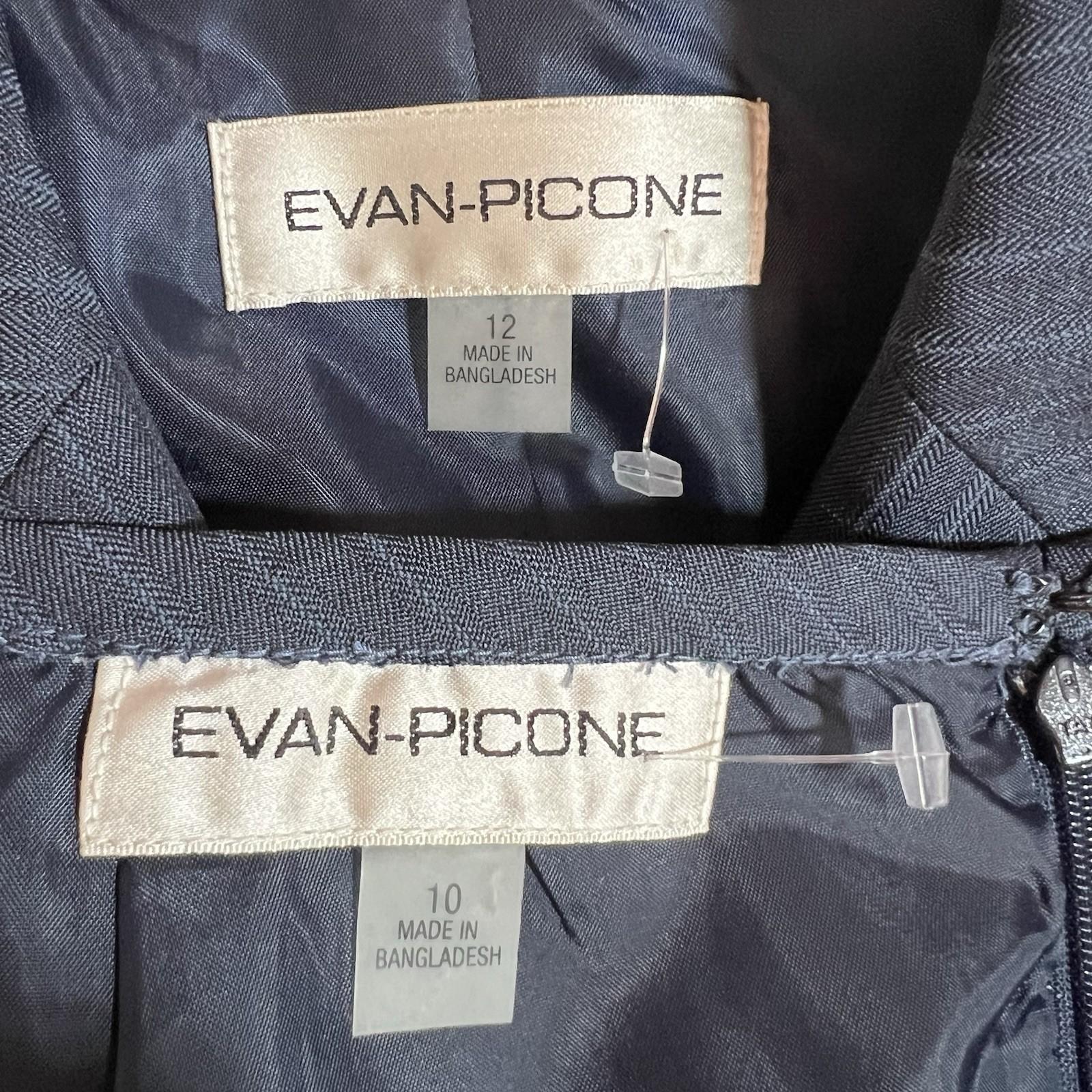 Evan Picone Women Skirt 10 Suit 12 Blue Striped Career Business Timeless New