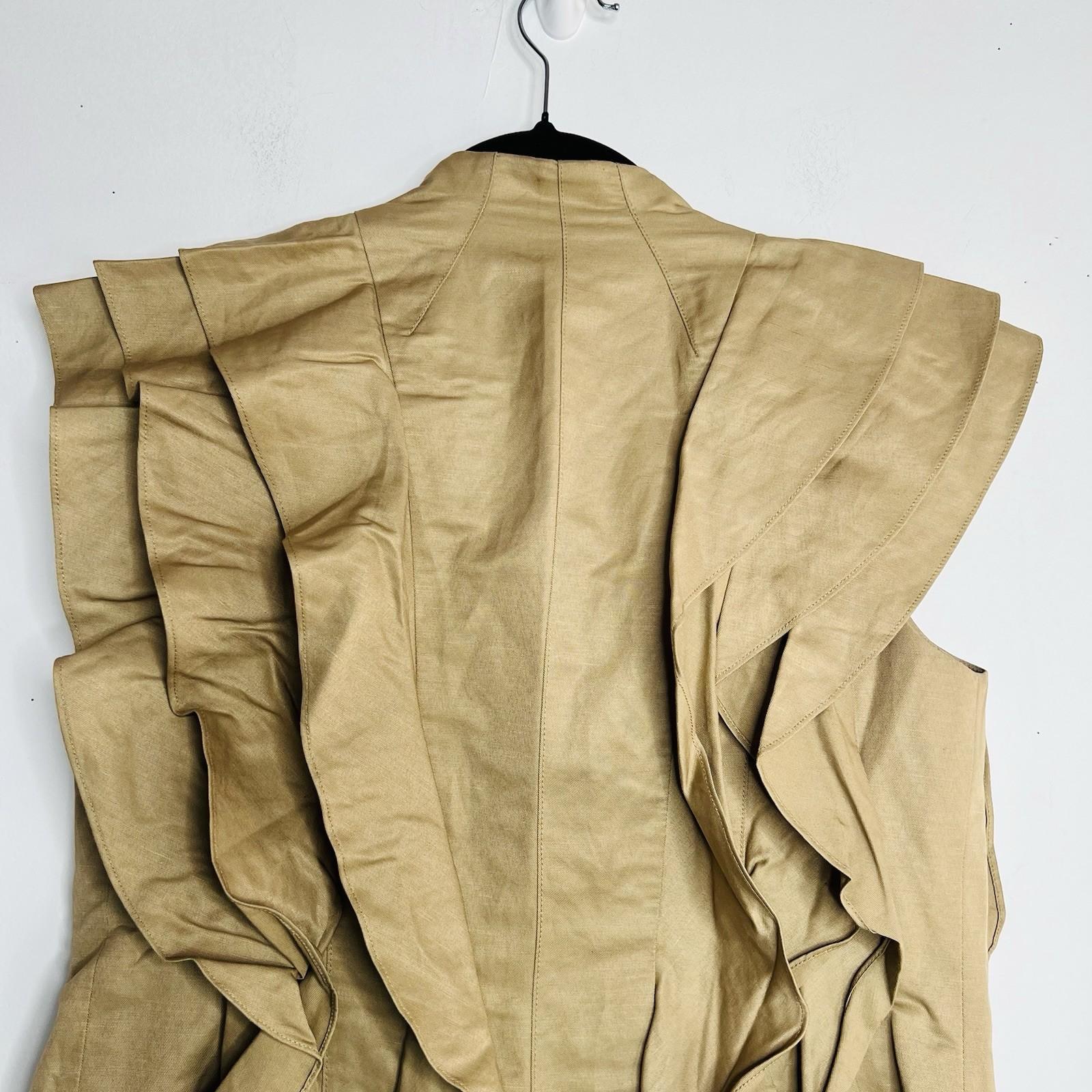 Poleci Sleeveless Ruffle Top Vest Size 6 Khaki Urban Chic Bustle Details New
