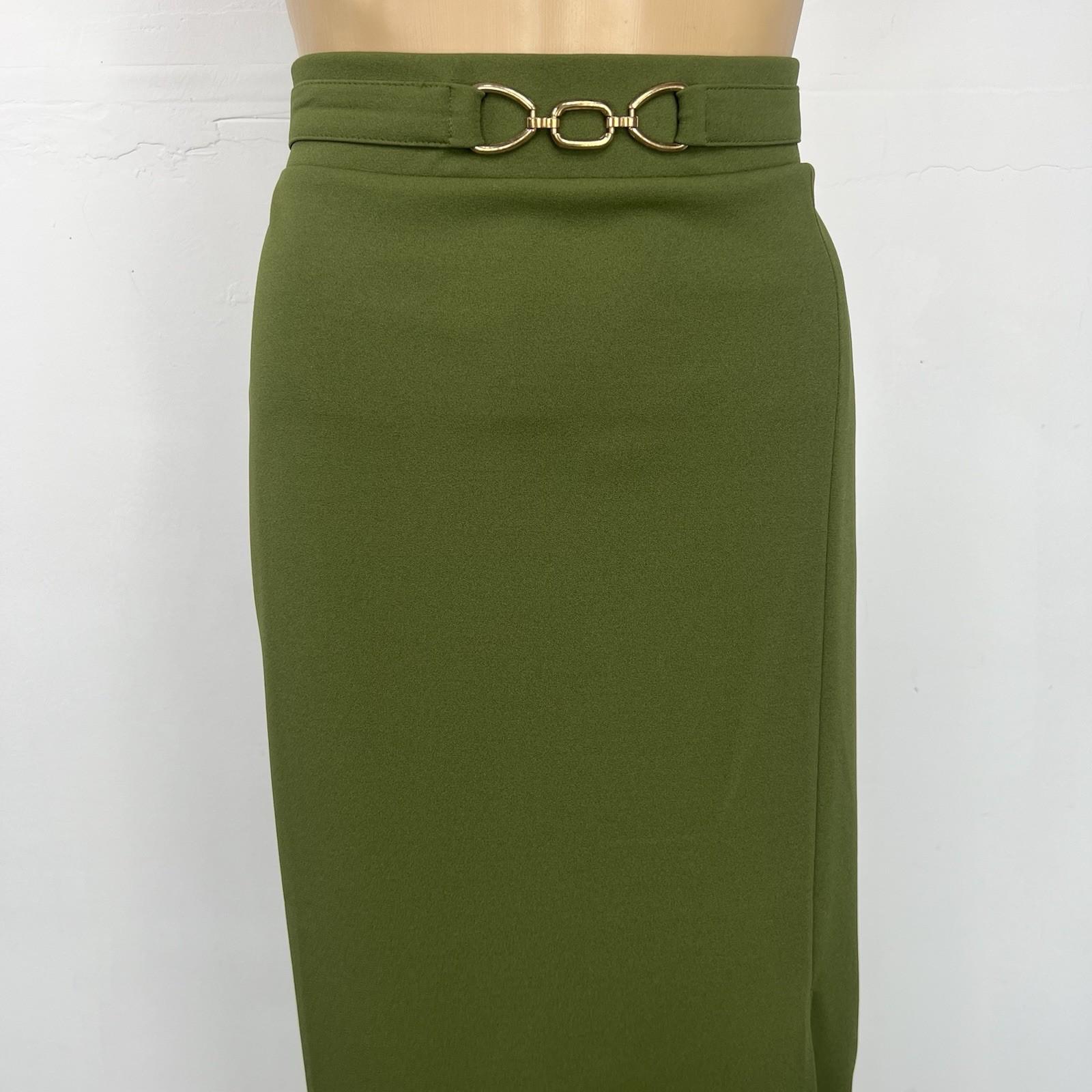New York Clothing Co Stretch Pencil Skirt Size M Olive Green Mid Length New
