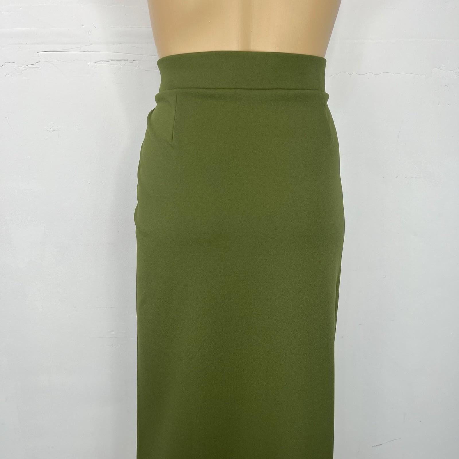 New York Clothing Co Stretch Pencil Skirt Size M Olive Green Mid Length New