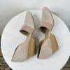 Eileen Fisher Hilly Wedge d'Orsay Pump Size 9 Taupe Suede Heels Slip On Shoes