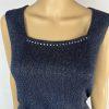 SIONI Women Knit Skirt Suit Top Size 8 Blue Metallic Beaded Timeless Cardigan