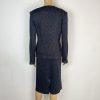 SIONI Women Knit Skirt Suit Top Size 8 Blue Metallic Beaded Timeless Cardigan