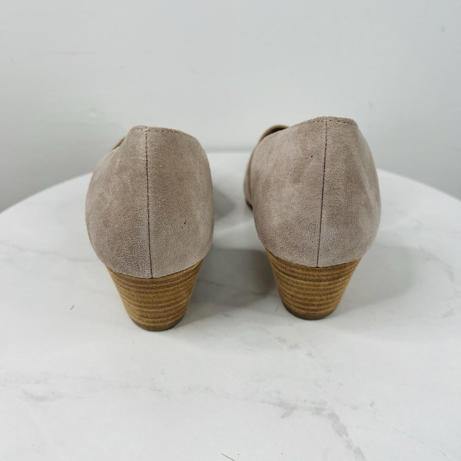 Eileen Fisher Hilly Wedge d'Orsay Pump Size 9 Taupe Suede Heels Slip On Shoes